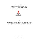 Khóa luận hoạt động đầu tư trực tiếp của hàn quốc tại việt nam thực trạng và giải pháp
