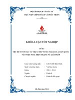 thu hút vốn đầu tư trực tiếp nước ngoài của hàn quốc vào việt nam hiện trạng và giải pháp