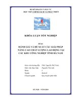 Đánh giá và đề xuất các giải pháp nâng cao chất lượng lao động tại các khu công nghiệp của tỉnh hà nam