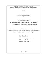 an investigation into idiomatic expressions containing numbers in english and vietnamese = nghiên cứu những thành ngữ có các từ chỉ số trong tiếng anh và tiếng việt