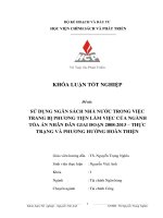 sử dụng ngân sách nhà nước trong việc trang bị phương tiện làm việc của ngành tòa án nhân dân giai đoạn 2008 2013 – thực trạng và phương hướng hoàn thiện