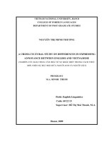a cross-cultural study on differences in expressing annoyance between english and vietnamese = nghiên cứu giao thoa văn hóa về sự khác biệt trong cách thức biểu hiện sự bực bội giữa người anh và người việt