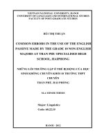 common errors in the use of the english passive made by the grade 10 non-english majors at tran phu specialised high school, hai phong = những lỗi thường gặp ở thể bị động của học sinh không chuyên khối 10