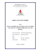 nâng cao hiệu quả sử dụng vốn lưu động tại công ty cổ phần thiết bị y tế lâm khang