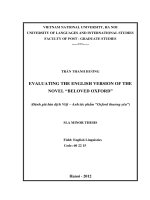 evaluating the english version of the novel  beloved oxford , đánh giá bản dịch việt - anh tác phẩm  oxford thương yêu