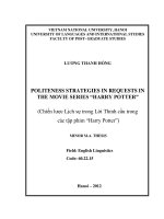politeness strategies in requests in the movie series  harry potter  = chiến lược lịch sự trong lời thỉnh cầu trong các tập phim  harry potter