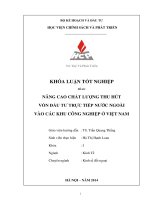 nâng cao chất lượng thu hút vốn đầu tư trực tiếp nước ngoài vào các khu công nghiệp ở việt nam