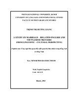 a study on marriage- related english and vietnamese proverbs (from linguistic- cultural perspective) = nghiên cứu về tục ngữ liên quan đến mối quan hệ hôn nhân trong tiếng anh và tiếng việt