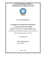 telephone conversation openings in english and vietnamese (from a language - cultural perspective) = mở đầu hội thoại qua điện thoại trong tiếng anh và tiếng việt (nhìn từ góc độ ngôn ngữ và văn hóa