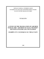 study of the translation of architecture terms in the architects  data neufert  between english and vietnamese = nghiên cứu cách dịch các thuật ngữ kiến trúc trong cuốn dữ liệu kiến trúc sư neufer