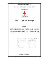 hoàn thiện cơ chế chính sách đầu tư theo hình thức hợp tác công - tư ppp