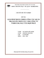 Giải pháp hoàn thiện công tác quản trị nguồn nhân lực cho công ty TNHH xuất nhập khẩu may Tân Hợp Phát