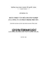 Luận văn thạc sỹ: Hoàn thiện Văn hoá doanh nghiệp của Công ty Cổ phần Prime Phổ Yên