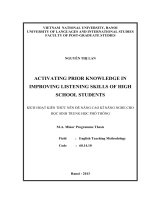 kích hoạt kiến thức nền để nâng cao kĩ năng nghe cho học sinh trung học phổ thông  activating prior knowledge in improving listening skills of high school students kích hoạt kiến thức nền để nâng cao kĩ năng nghe cho học sinh trung học phổ thông