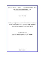 Đánh giá thiệt hại kinh tế do chất thải phát sinh từ hoạt động sản xuất tại làng nghề chế biến nông sản vùng đồng bằng sông Hồng