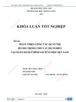 HOÀN THIỆN CÔNG tác QUẢN TRỊ rủi RO TRONG CHO VAY hộ NGHÈO