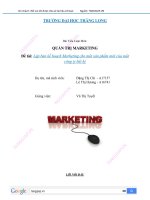 Quản trị mar kế HOẠCH MARKETING CHO sản PHẨM áo mưa THỜI TRANG RAIN COAT TUMI