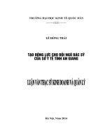 Luận văn thạc sỹ: Tạo động lực cho đội ngũ bác sỹ của Sở Y tế tỉnh An Giang