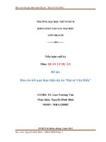 tiểu luận môn quản lý dự án báo cáo kết quả thực hiện dự án đại sứ văn hiến