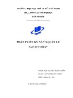 bài tập cuối khóa phát triển kỹ năng quản lý lập kế hoạch để quản lý và điều hành công việc