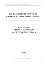 tiểu luận môn quản lý dự án hội thảo giới thiệu sản phẩm chống nổ máy biến áp sergi france