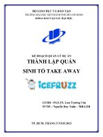 kế hoạch quản lý dự án thành lập quán sinh tố take away