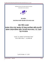 phân tích các nhân tố ảnh hưởng đến quyết định chọn kênh siêu thị để mua rau, củ, quả  tại tp.hcm
