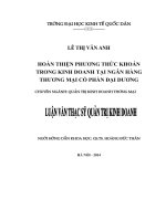 Luận văn thạc sỹ quản trị kinh doanh: Hoàn thiện phương thức khoán trong kinh doanh tại NH TMCP Đại Dương