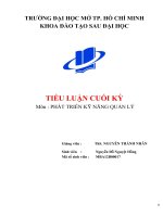 tiểu luận môn phát triển kỹ năng quản lý kế hoạch triển khai công việc kế toán tổng hợp tại bệnh viện