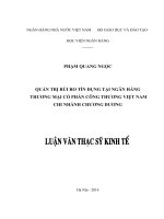 Luận văn thạc sỹ kinh tế: Quản trị rủi ro tín dụng tại Ngân hàng Thương mại Cổ phần – Chi nhánh Chương Dương