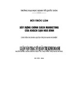 Luận văn thạc sỹ quản trị kinh doanh: Xây dựng chính sách Marketing của khách sạn Hòa Bình
