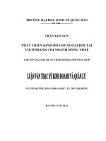 Luận văn thạc sỹ: Phát triển kinh doanh ngoại hối tại Vietinbank Chi nhánh Đồng Tháp