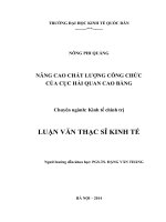 Luận văn thạc sỹ kinh tế: Nâng cao chất lượng công chức của Cục Hải quan Cao Bằng