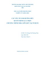 CÁC yếu tố ẢNH HƯỞNG đến QUYẾT ĐỊNH lựa CHỌN CHƯƠNG TRÌNH MBA LIÊN kết tại TP HCM