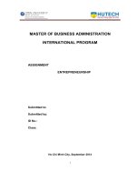 Entrepreneurship Assignment for MBA (Dành cho chương trình MBA quốc tế)