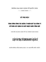 Luận văn thạc sỹ: Tăng cường công tác quản lý Ngân quỹ tại công ty Cổ phần Xây dựng và Xuất nhập khẩu Tổng hợp