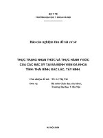 thực trạng nhận thức và thực hành y đức của các bác sỹ tại ba bệnh viện đa khoa tỉnh thái bình, đắc lắc, tây ninh