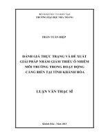 đánh giá thực trạng và đề xuất giải pháp nhằm giảm thiểu ô nhiễm môi trường trong hoạt động cảng biển tại tỉnh khánh hòa