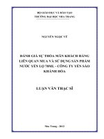 đánh giá sự thỏa mãn khách hàng liên quan mua và sử dụng sản phẩm nước yến lọ 70ml - công ty yến sào khánh hòa