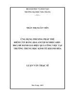 ứng dụng phương pháp điểm cân bằng (balanced scorecard – bsc) để đánh giá hiệu quả công việc tại trường trung học kinh tế khánh hòa