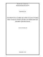 giải pháp nâng cao hiệu quả công tác quản lý khai thác và bảo vệ nguồn lợi thủy sản trong khu bảo tồn biển vịnh nha trang
