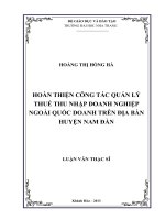 hoàn thiện công tác quản lý thuế thu nhập doanh nghiệp ngoài quốc doanh trên địa bàn huyện nam đàn