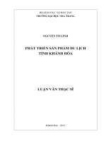 phát triển sản phẩm du lịch tỉnh khánh hòa