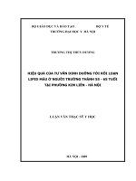 Hiệu quả của tư vấn dinh duỡng tới rối loạn  lipid máu ở người trưởng thành 55 - 65 tuổi  tại phường Kim Liên - Hà Nội 2