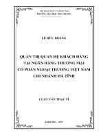 quản trị quan hệ khách hàng tại ngân hàng thương mại cổ phần ngoại thương việt nam chi nhánh hà tĩnh
