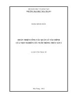 hoàn thiện công tác quản lý tài chính của viện nghiên cứu nuôi trồng thủy sản i