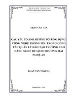 các yếu tố ảnh hưởng tới ứng dụng công nghệ thông tin trong công tác quản lý đào tạo trường cao đẳng nghề du lịch-thương mại nghệ an
