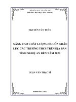 nâng cao chất lượng nguồn nhân lực các trường thcs trên địa bàn tỉnh nghệ an đến năm 2020