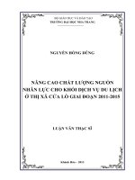 nâng cao chất lượng nguồn nhân lực cho khối dịch vụ du lịch ở thị xã cửa lò giai đoạn 2011-2015