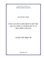 nâng cao chất lượng dịch vụ giúp việc nhà của công ty cổ phần đầu tư và phát triển ánh sáng